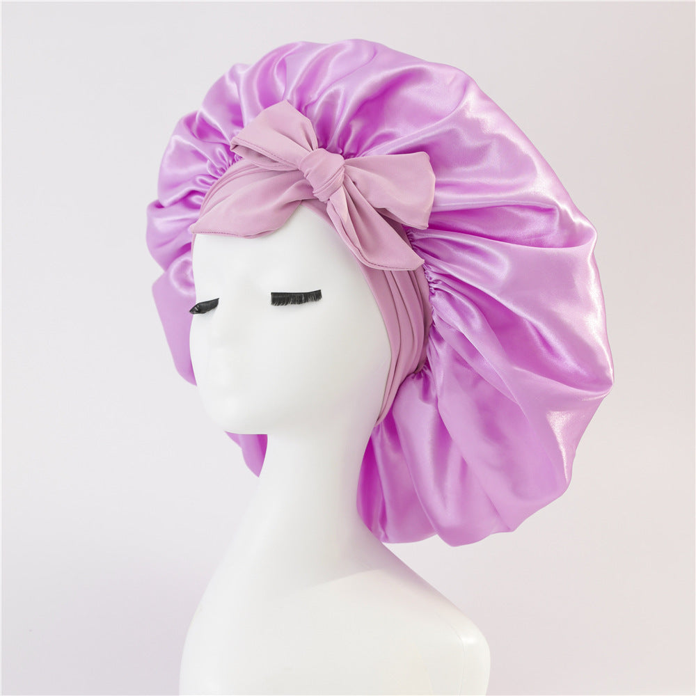 New Silk Bonnet For Sleeping Women Satin Bonnet Hair Bonnet Night Sleep Cap Scarf Wrap For Curly Hair With Tie Band For Curly Hair Violet