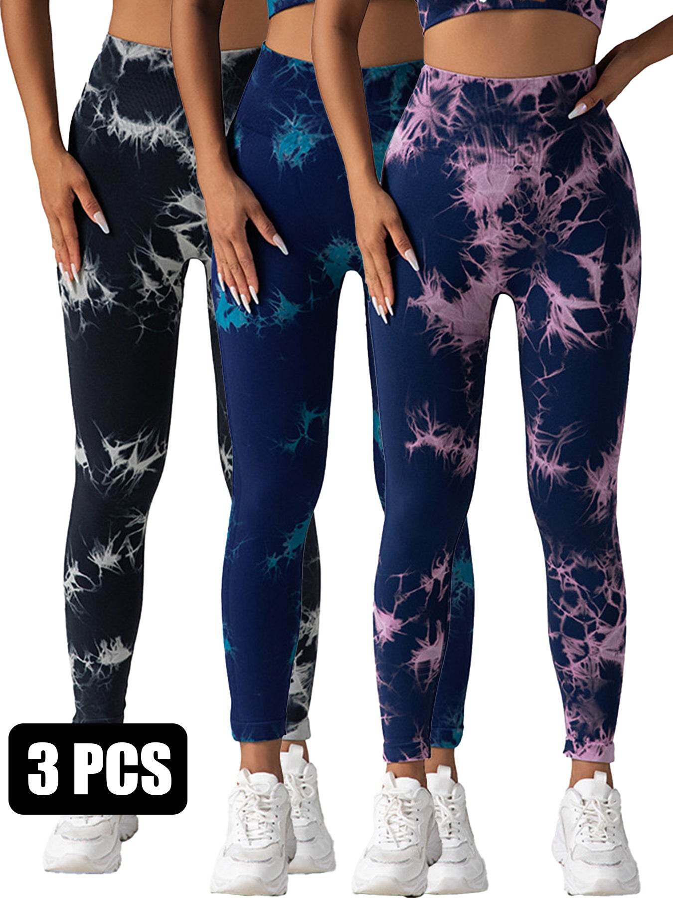 3PACK Tie-dye Yoga Pants Seamless Yoga Pants - La Gaelliance DG ESsence