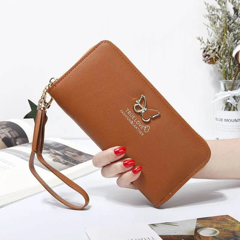 Korean Style Butterfly Hollow Metal Ladies Clutch Khaki