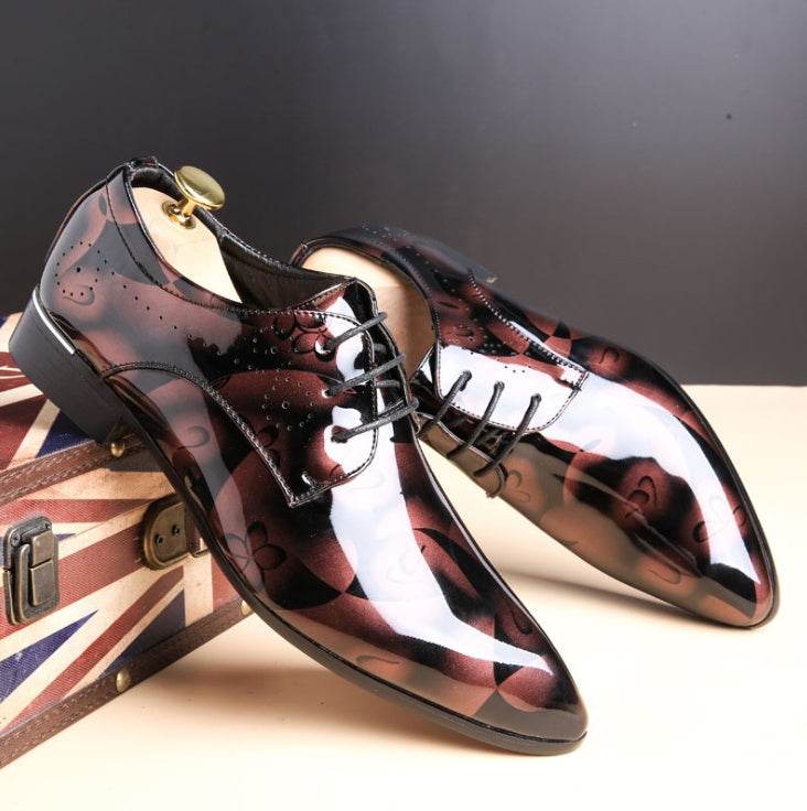 Men's shoes, large size, business casual shoes, men's shoes, bright leather, men's shoes, dress shoes Red
