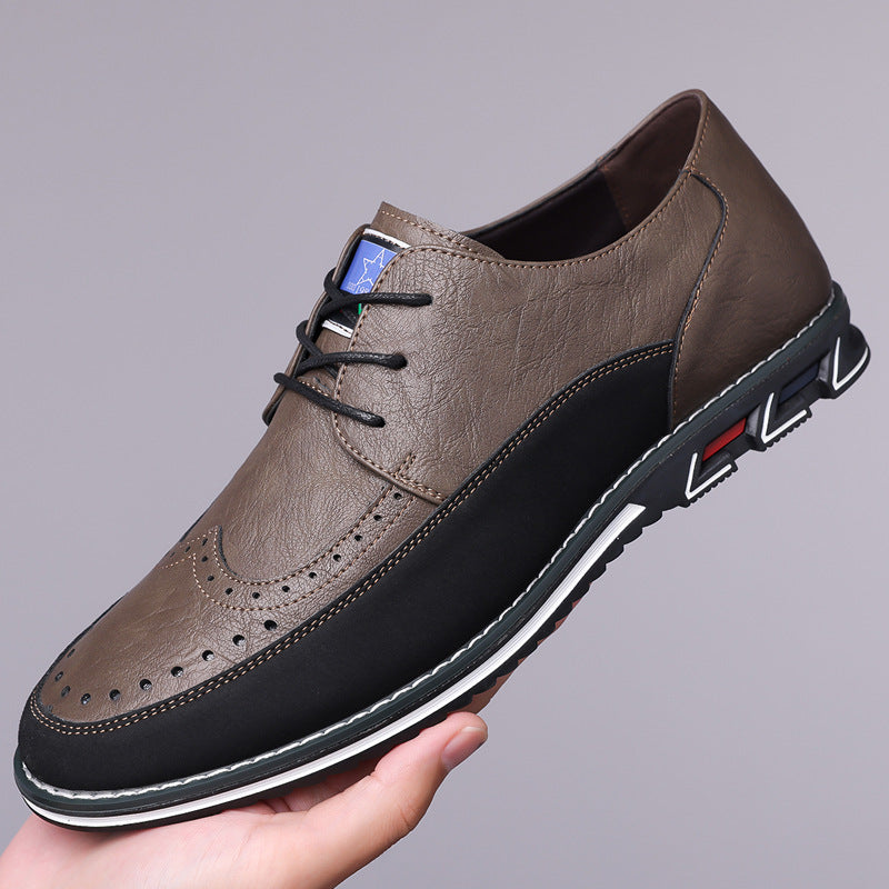 Business Fashion Comfortable Leather Shoes Men Khaki