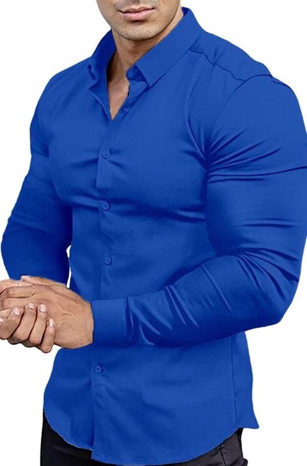 Men's Business Non-ironing Professional Anti-wrinkle Casual Shirt CS02 Sapphire Blue