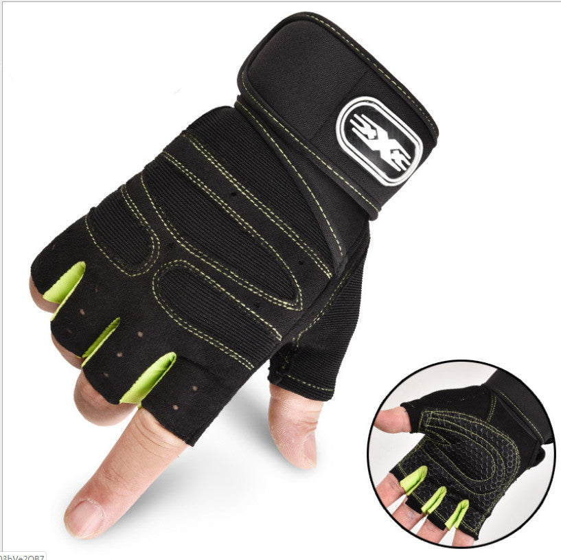 Cycling Gloves Half Finger Breathable Elastic Outdoor Bike Bicycle Riding Fitness Glove Accessories Dark green