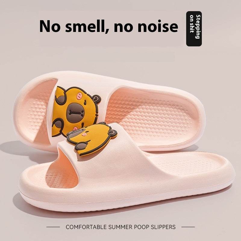 Cute Cartoon Dog Slippers Non-slip Floor Bathroom Slipper Summer Women's House Shoes Pink Cartoon Bear