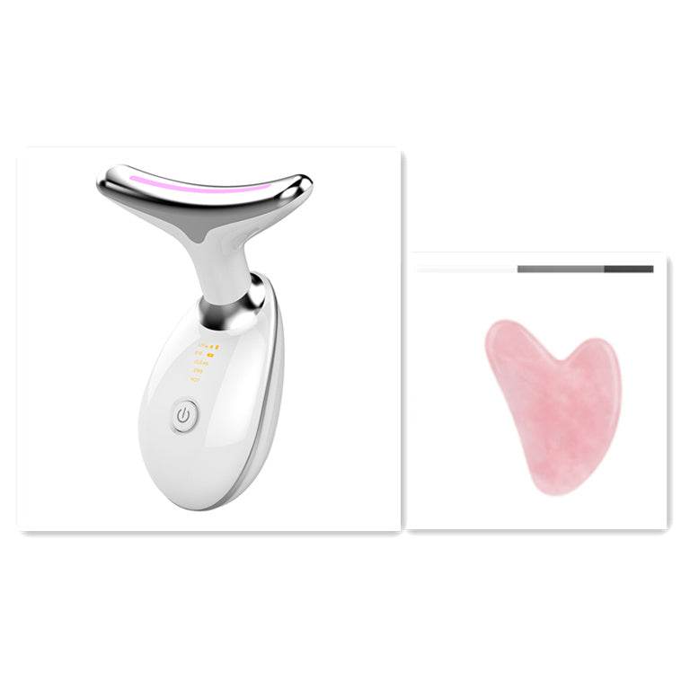 EMS Thermal Neck Lifting And Tighten Massager Electric Microcurrent Wrinkle Remover White Pink