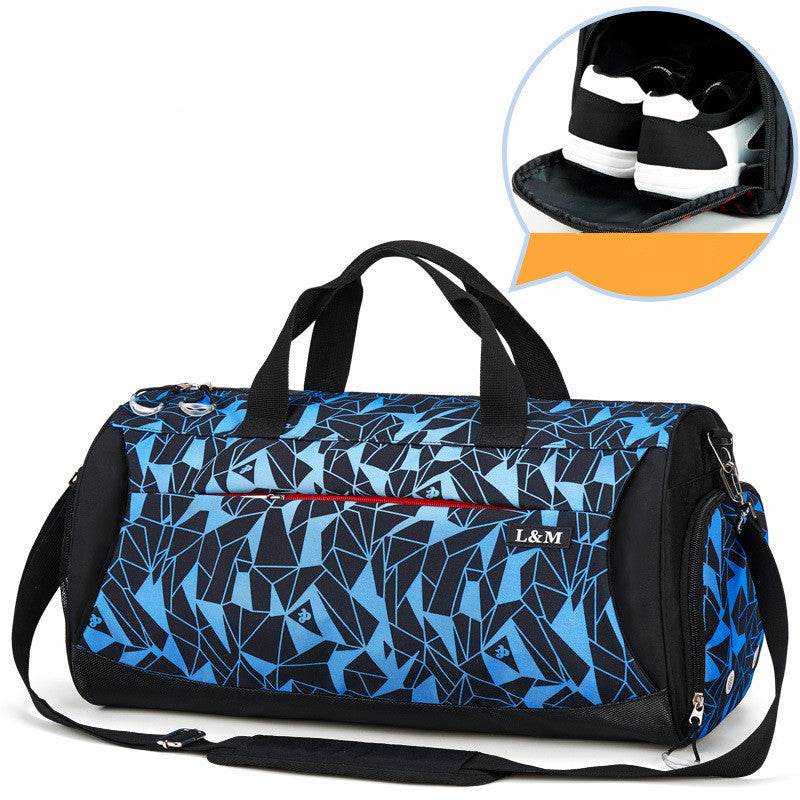 Fitness Sports Bag Men Blue geometry