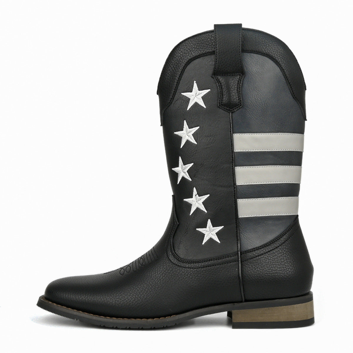 Five-pointed Star Suit Men's Western Cowboy Boot 6661 Black And Gray