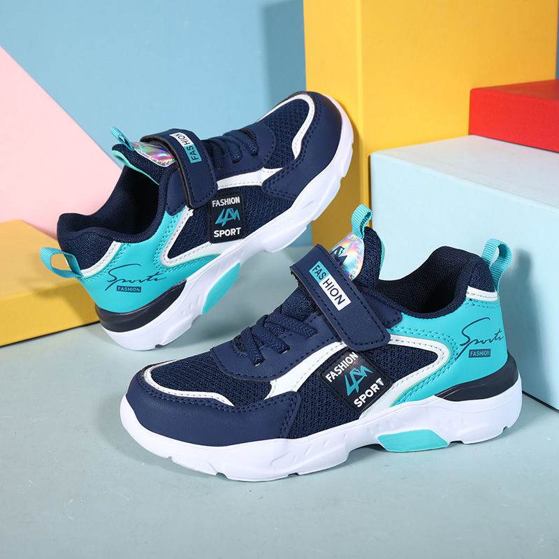 Children''s Shoes Boys summer running shoes children''s light Dark blue and green breathable