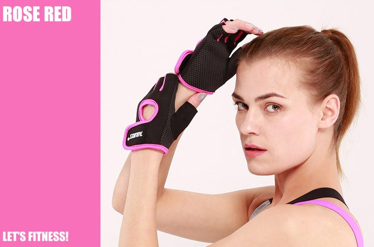 Half gloves Rose red