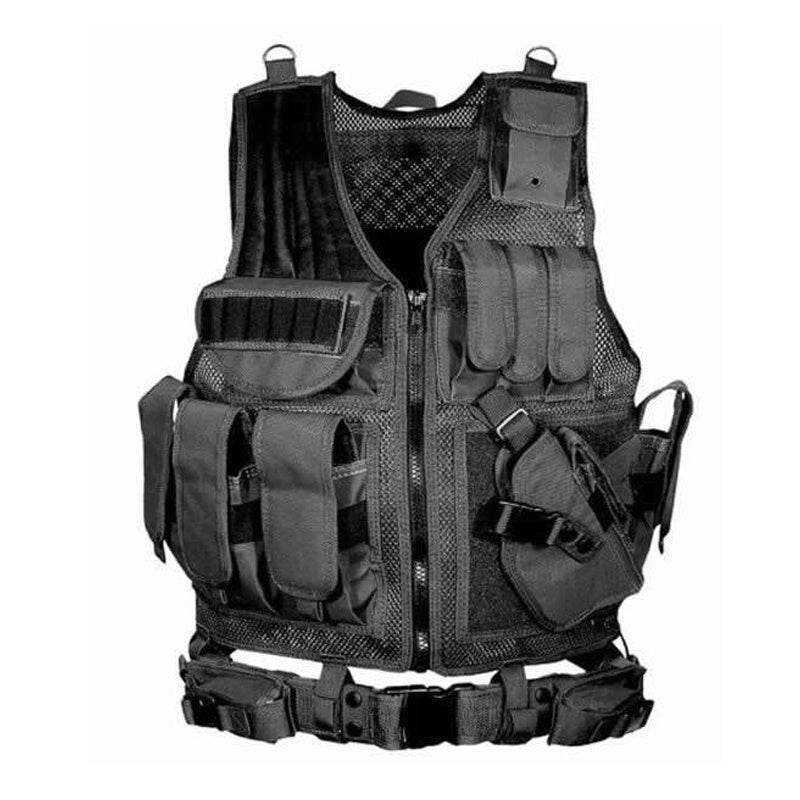 Tactical Vest Military Combat Army Armor Vests Molle Airsoft Plate Carrier Swat Vest Outdoor Hunting Fishing CS Training Vest Black