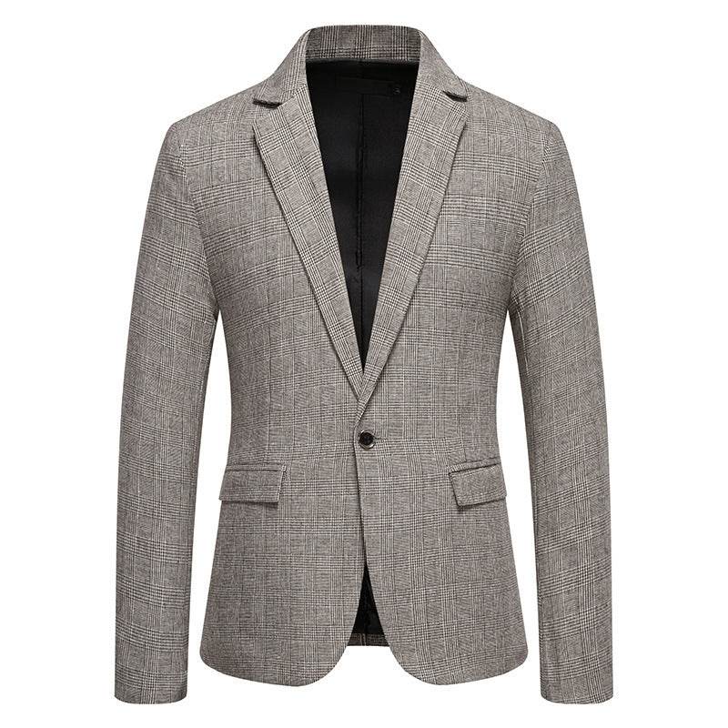 European Size Men's Fashion Woolen Casual Small Suit Coat Light Gray