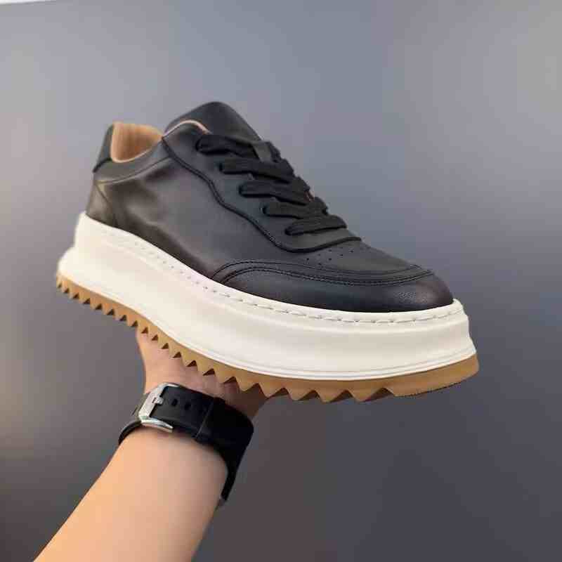 Leather White Shoes Male Retro Casual Shoes Black