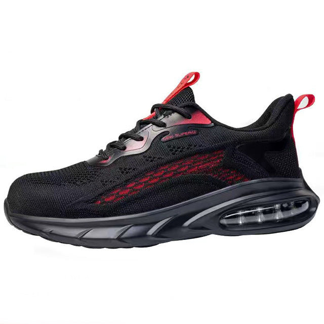 Air Cushion Smash-proof And Wear-resistant Safety Shoes Black And Red