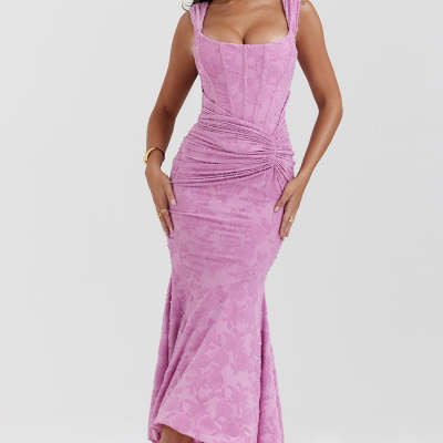 Mozision Off-shoulder Backless Sexy Evening Dress For Women Purple Sleeveless Strapless Ruched Bodycon Club Party Dress Purple