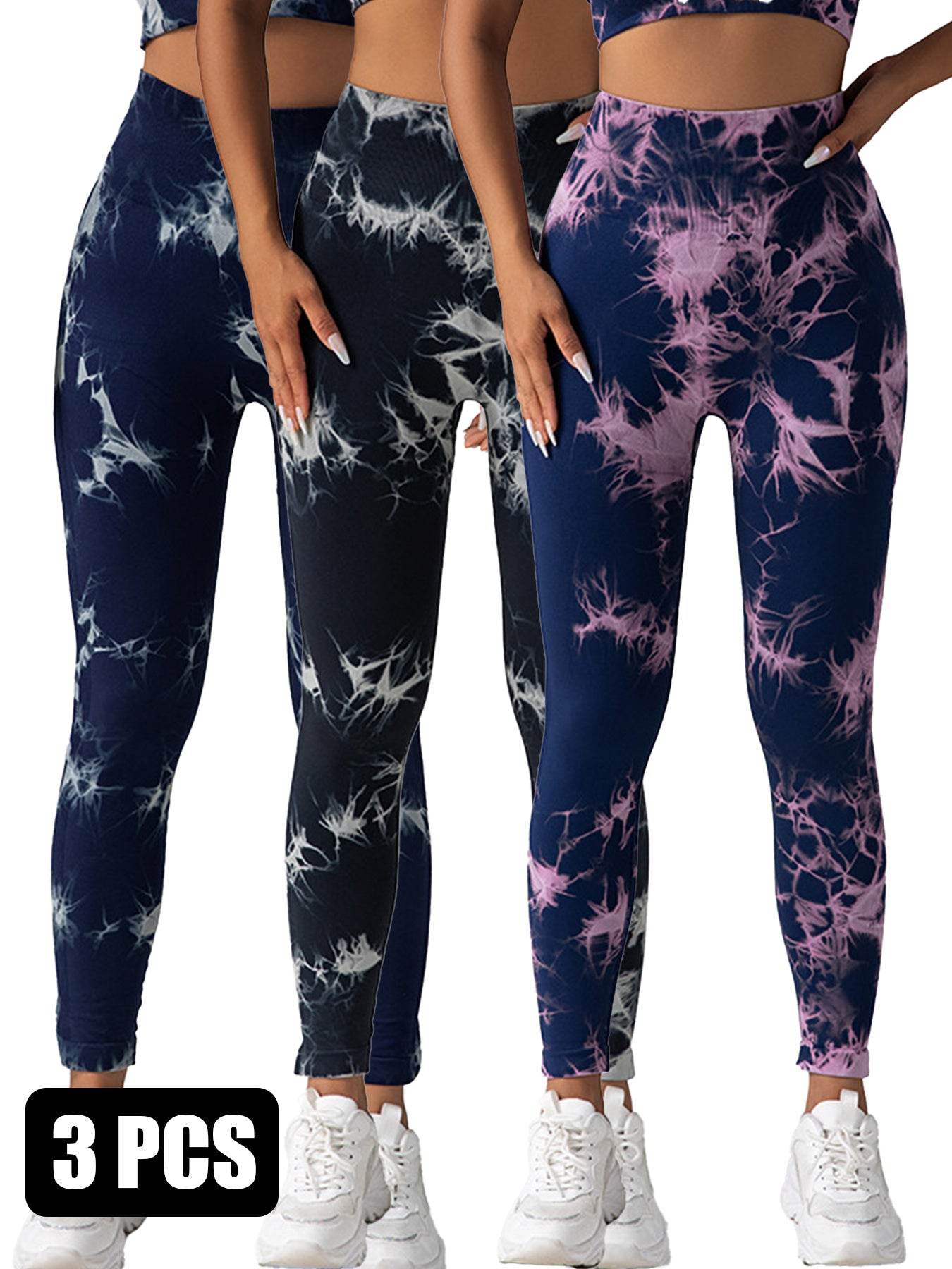 3PACK Tie-dye Yoga Pants Seamless Yoga Pants - La Gaelliance DG ESsence