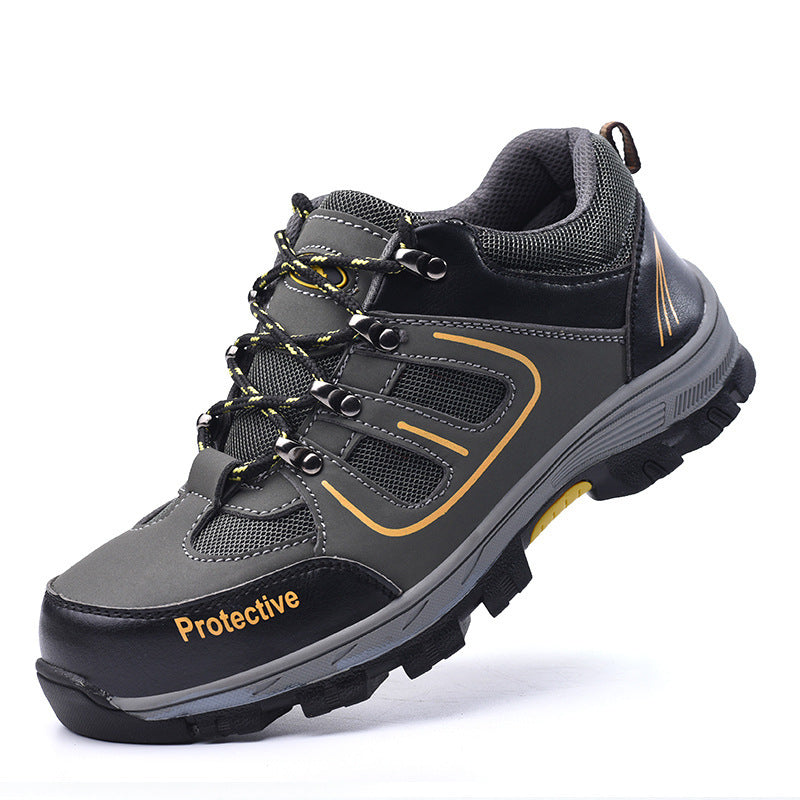 Men's Breathable Mesh Non-slip Steel Toe Safety Shoes Khaki