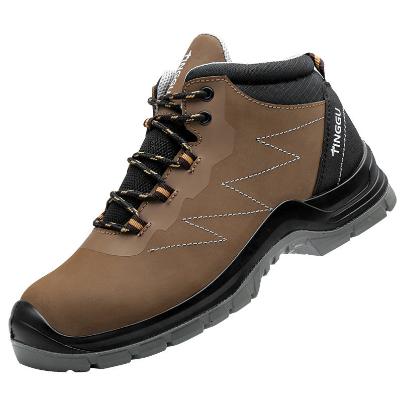 Thick Wear-resistant Non-slip Breathable Lightweight Steel Toe Shoes Brown safety shoes