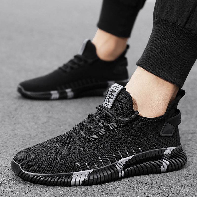 Mesh Sneakers Men Breathable Lightweight Running Shoes Black grey