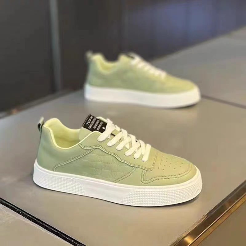 Casual Lace-up Sneakers Men Fashion Breathable Plaid Flats Shoes BT88 Green