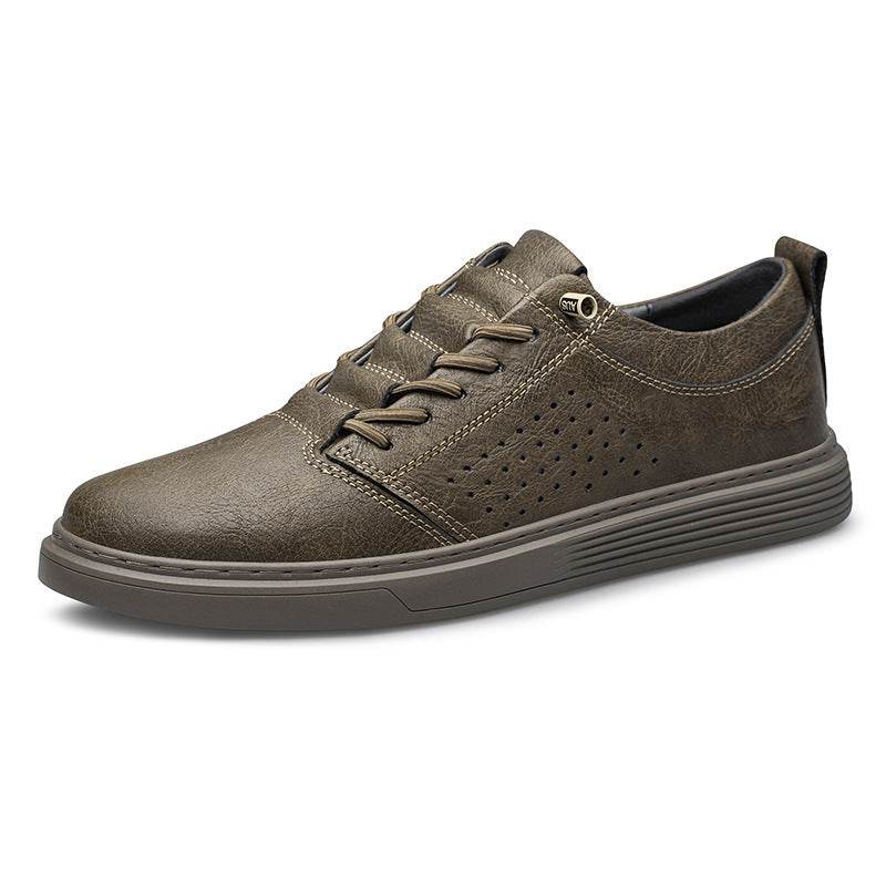 Hollow-out Breathable Hole Shoes Casual Spring And Summer Low-top Cowhide Surface Fashion Shoes Brown
