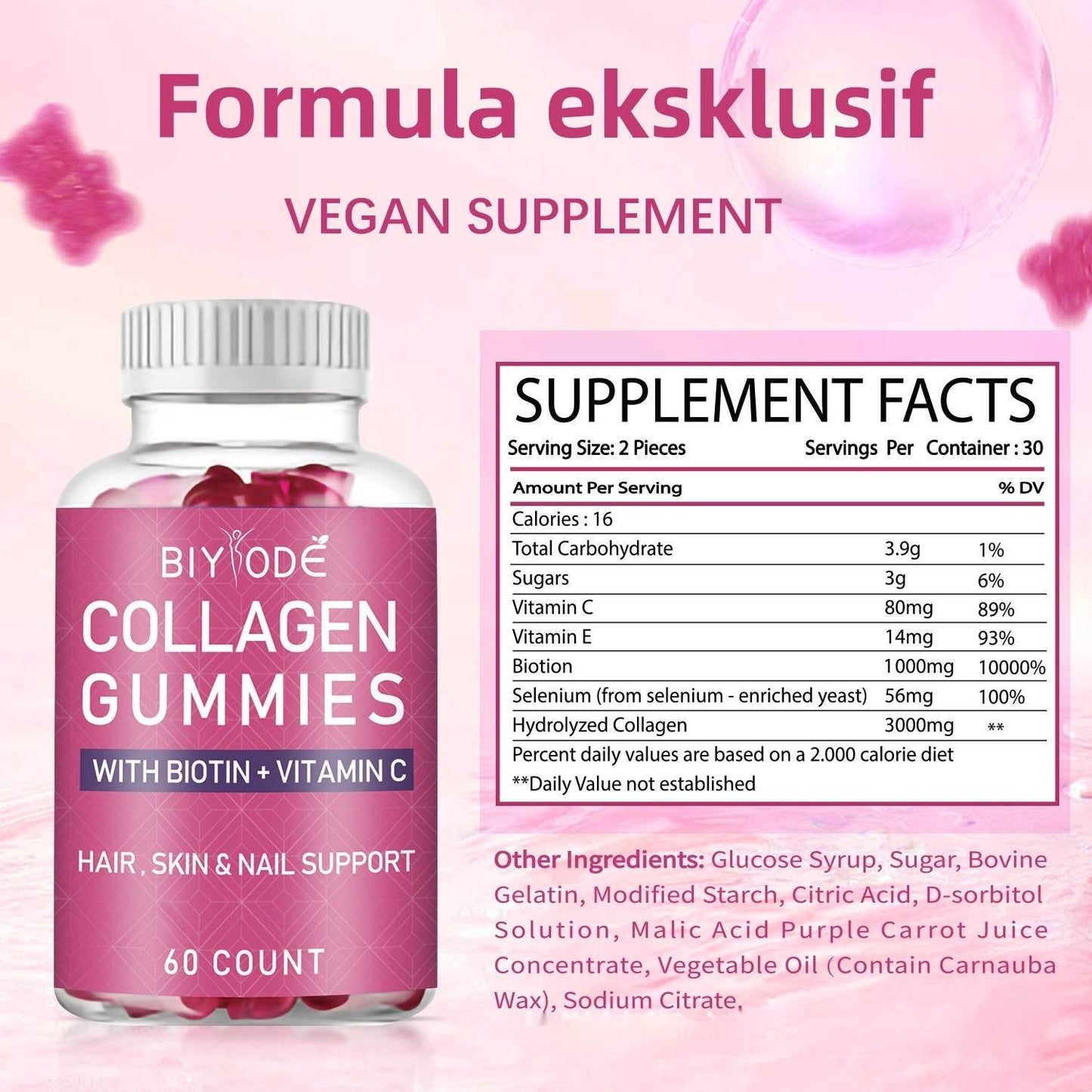 Biotin Collagen Whitening Gummy Bears 60star