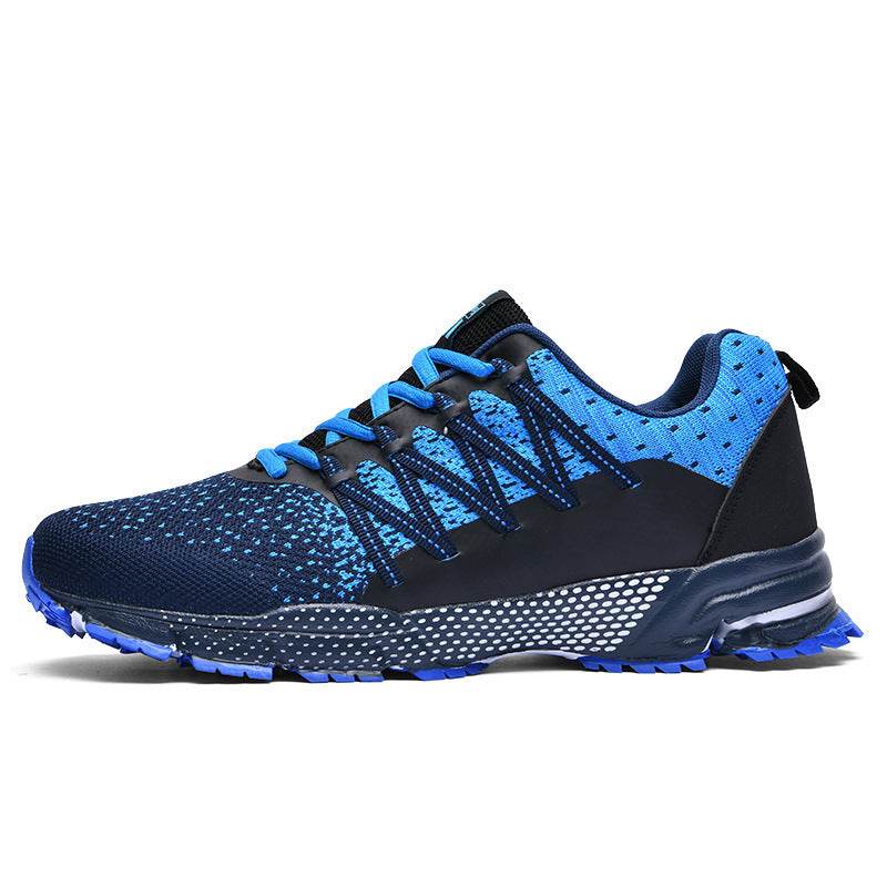 Casual Breathable Fly Woven Mesh Sneakers Black and blue