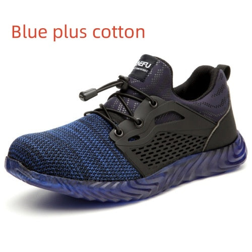 Ightweight Electrician Insulated Steel Toe Anti-Smash And Anti-Puncture Safety Shoes Blue plus cotton