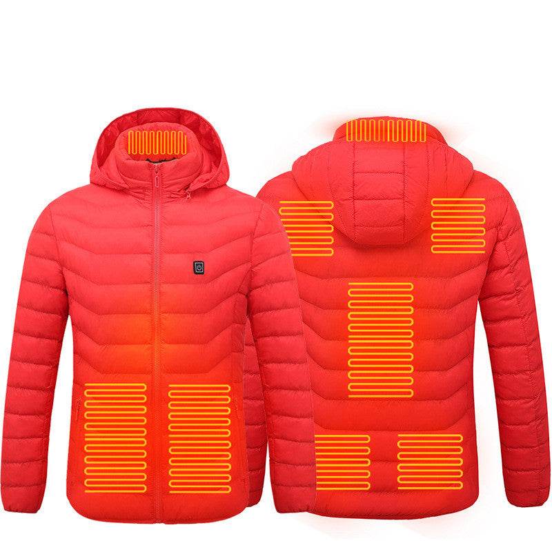 New Heated Jacket Coat USB Electric Jacket Cotton Coat Heater Thermal Clothing Heating Vest Men's Clothes Winter Red Zone8