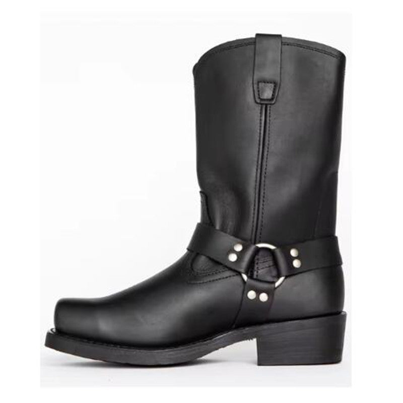 Vintage Men's Cowboy Boots Belt Buckle Ring High Top Style 1