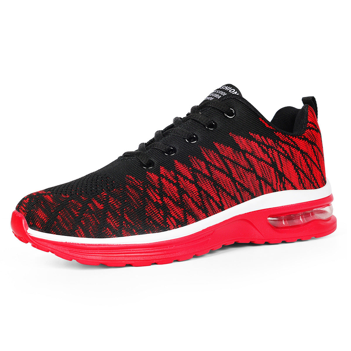 Casual Flyknit Breathable Light Running Shoes Black And Red