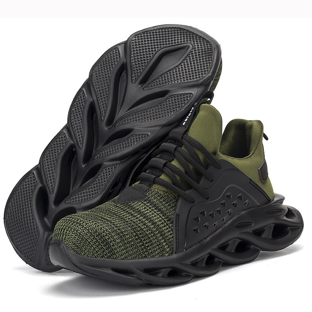 Flying fabric four seasons safety shoes Green