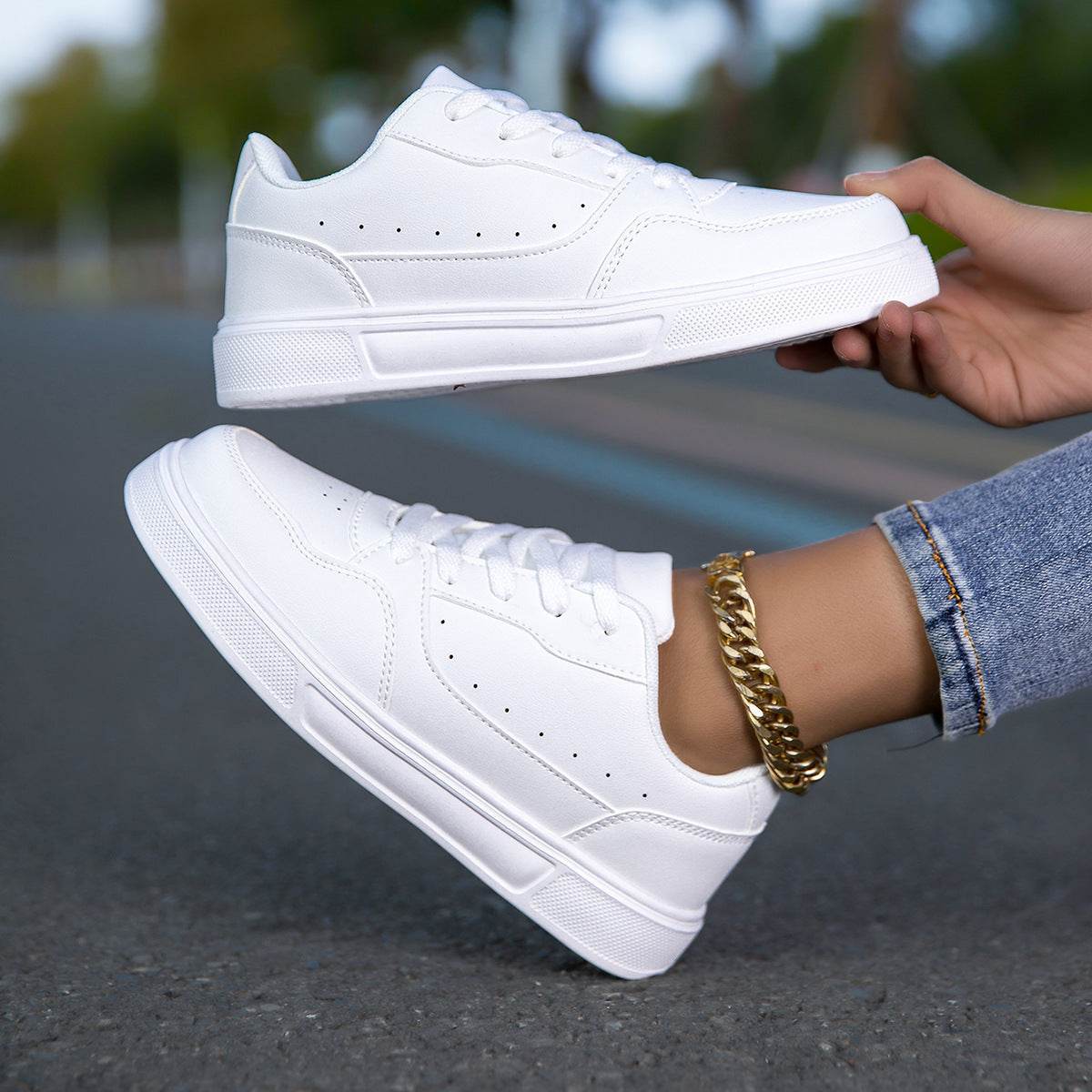 Breathable White Korean Casual Sneaker Breathable White