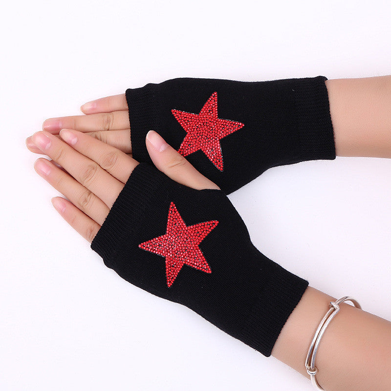 Cotton Gloves Elastic Small Gloves Leak Red five star One size