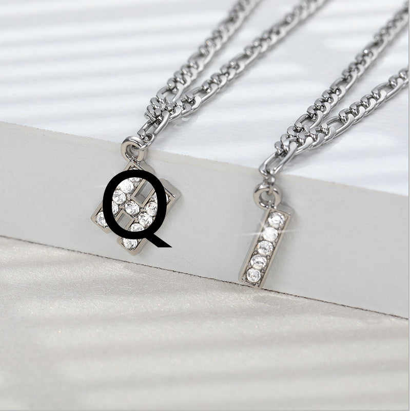 English Alphabet Stainless Steel Zircon All-match Anklet Silver Q