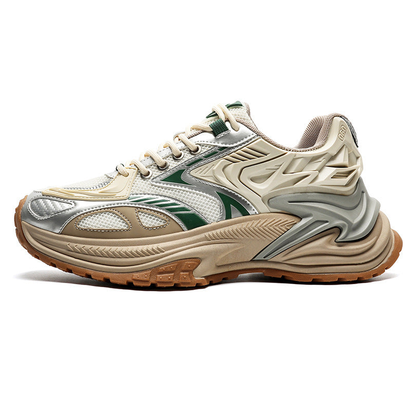 Breathable Casual Retro Sports Increased By Jogging Shoes Beige Green