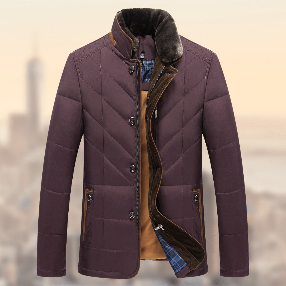 Middle-aged And Elderly Padded Jacket Father Winter Clothes Wine Red