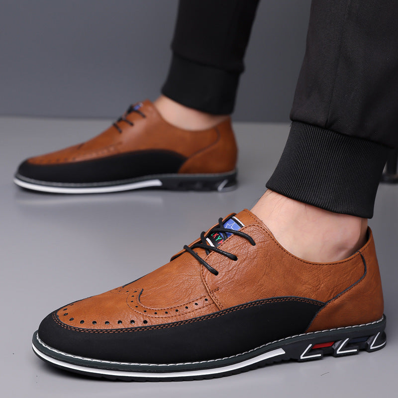 Business Fashion Comfortable Leather Shoes Men Orange