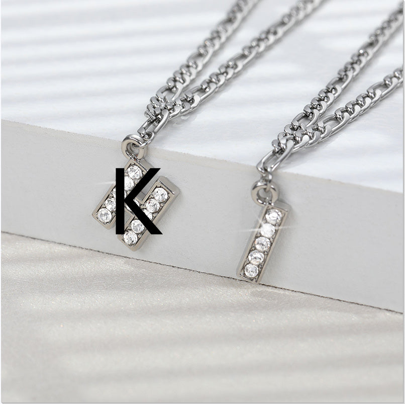 English Alphabet Stainless Steel Zircon All-match Anklet Silver K