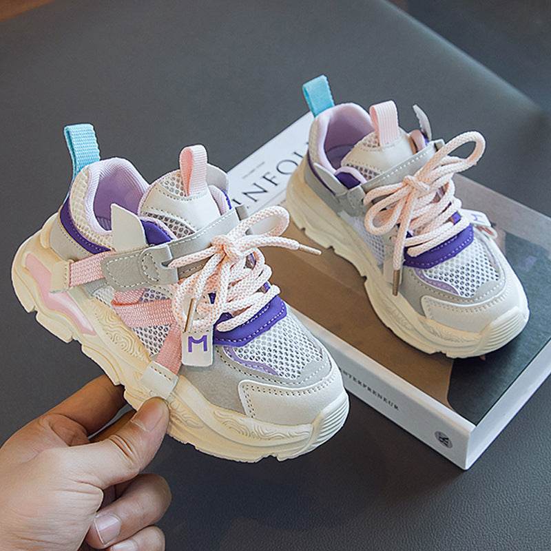 Boys' Fashion Simple Hollow Mesh Sneakers Pink
