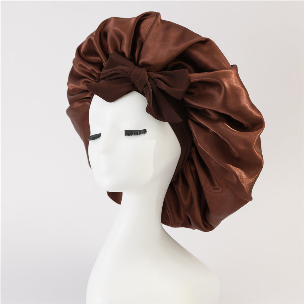 New Silk Bonnet For Sleeping Women Satin Bonnet Hair Bonnet Night Sleep Cap Scarf Wrap For Curly Hair With Tie Band For Curly Hair Coffee