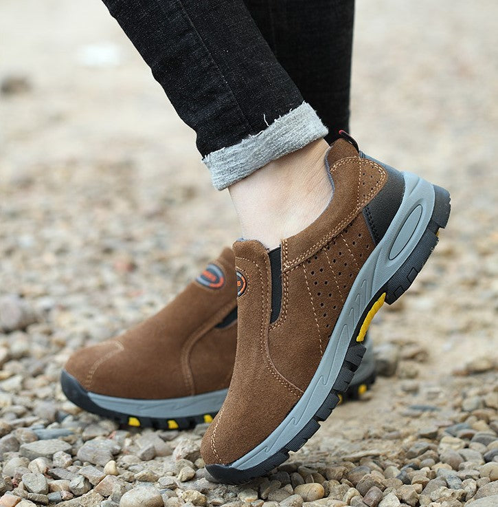 One-legged anti-smashing anti-piercing steel toe caps shoes Breathable and wear-resistant safety shoes anti-splashing hot welding shoes