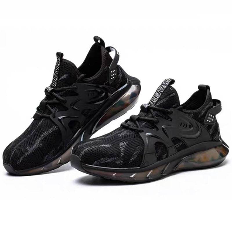 Steel Toe Cap Anti-smashing And Anti-penetration Soft Bottom Sports Anti-slip Safety Shoes Black