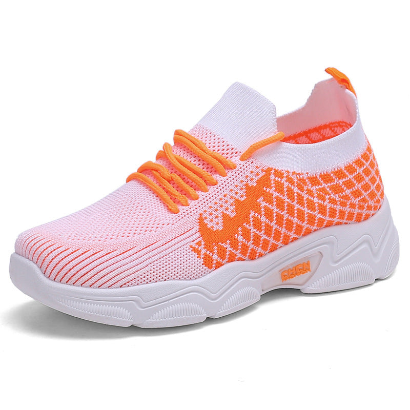 Casual Multicolor Breathable Sneaker Female Student Orange White