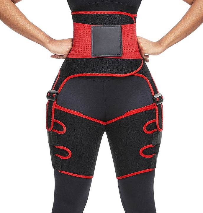 Sports Waist Belt Adjustable One-piece Girdle Leg Straps Red