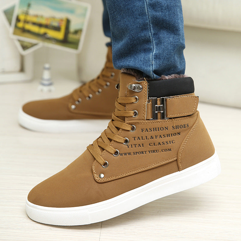 DEKABR Hot Men Shoes Fashion Warm Fur Winter Men Boots Autumn Leather Footwear For Man New High Top Canvas Casual Shoes Men Khaki