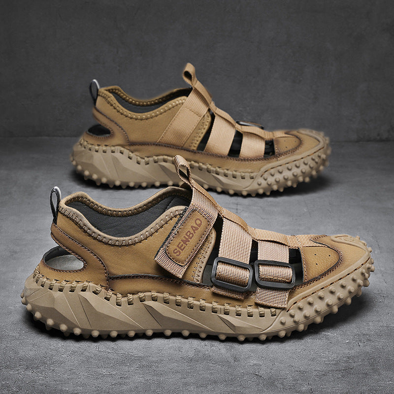 Plus Size Men's Mesh Breathable Casual Shoes Hollow Out 5809 Brown