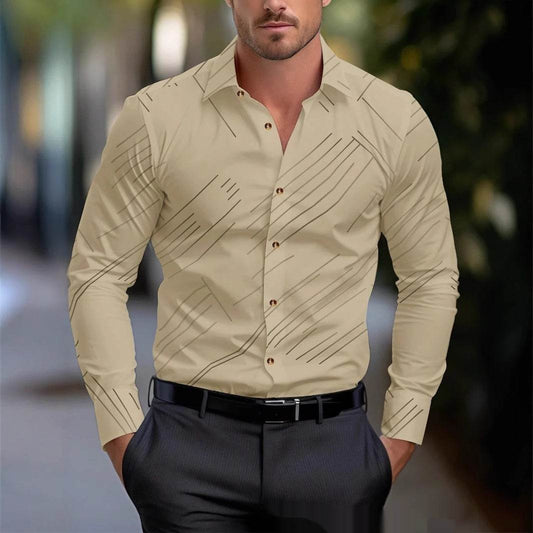 Business Men's Diagonal Striped Shirt Casual Plus Size