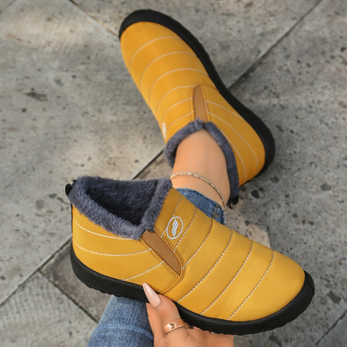 Plus Size Cotton Boots Fleece Lined Padded Warm Keeping Casual Shoes