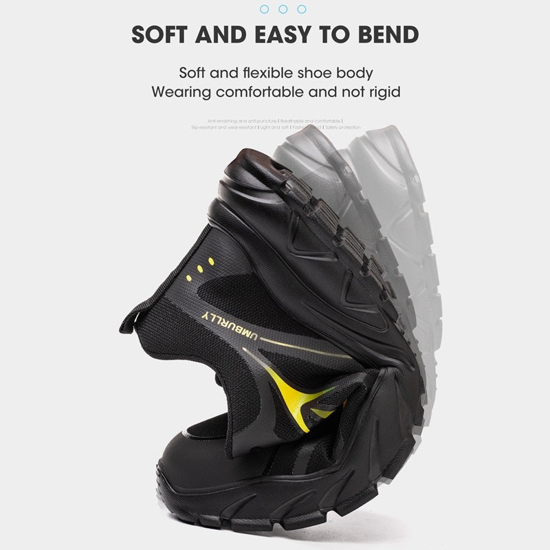 Labor Protection Anti-smashing And Anti-penetration Safety Shoes Steel Toes 1 Pair Black Yellow