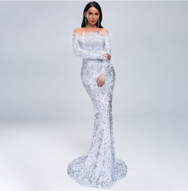 evening dress white